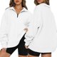 thumbnail image 5 of Txlixc Suéter con cremallera de un cuarto para mujer Color sólido Suéter suelto de manga larga de ocio Fall Street Txlixc  moda, 5 of 6