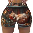thumbnail image 2 of Fotbe Cat Asleep Among Flowers Shorts Sin Costuras – Shorts Deportivos de Cintura Alta para Mujer, Elásticos para Gimnasio, Yoga, Running o Ciclismo-Medium, 2 of 8