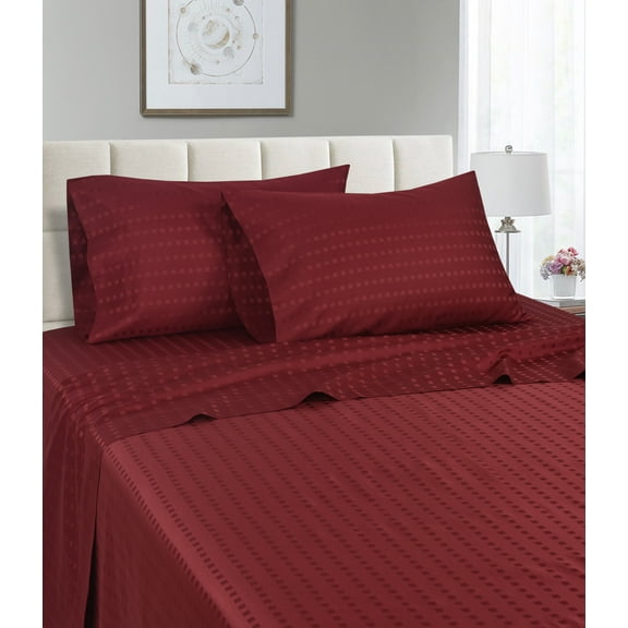 1200 Thread Count 100% Egyptian Cotton Deep Pocket Striped Sheet Set (Full, Burgundy)