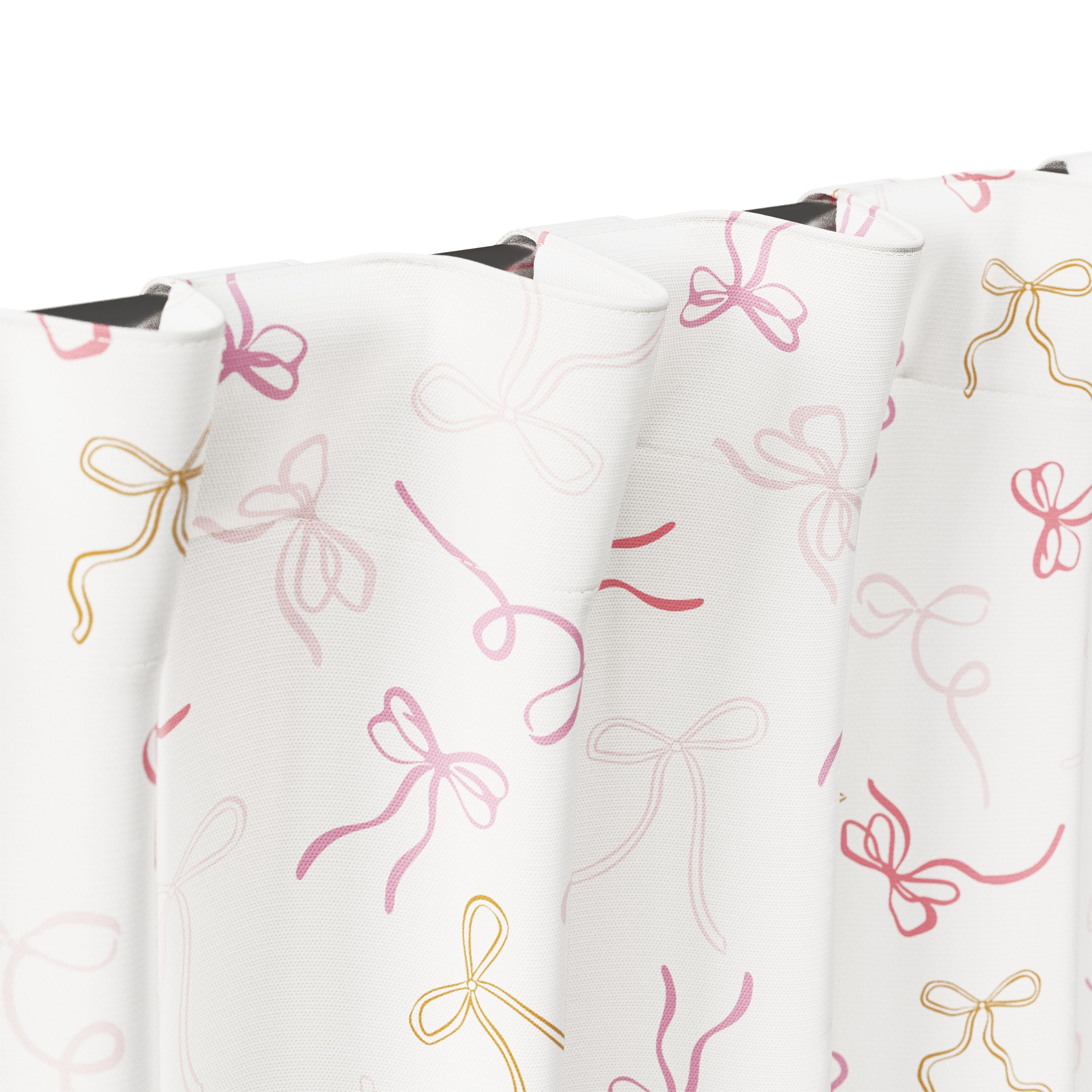 Mainstays Kids Pink and Yellow Ribbon Printed Blackout Rod Pocket with Back Tabs Single Curtain Panel, Set of 1, 38" W x 95" L