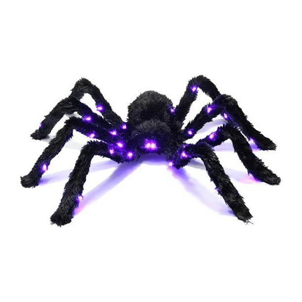 Sunisery Light Up Black Hairy Spider Halloween Decoration Realistic