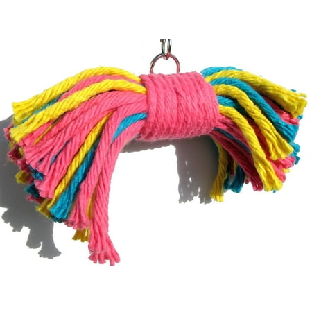 Sweet Feet and Beak Big Birdie Bow Tie Bird Toy - Perfect Cage Toy for Playing and Preening 14x3x3 - 100% Non-Toxic - Easy to Install - Large