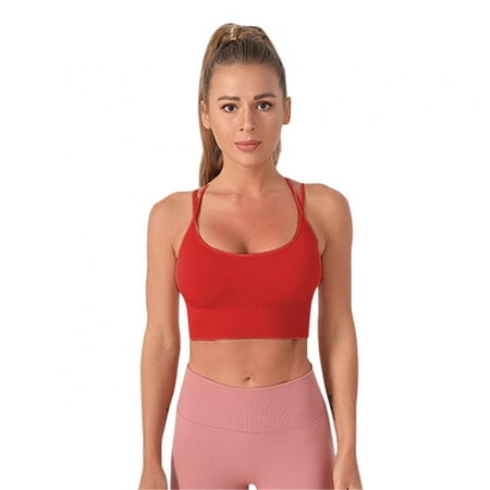 

Women s Strappy Sports Bras Fitness Workout Padded Yoga Bra Criss Cross Back