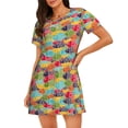 thumbnail image 1 of Disketp Colorful Fish 2 para Camisón Corto de Manga Corta para Mujeres, Camisón Cómodo con Escote Redondo, Bonito y Confortable, 1 of 6