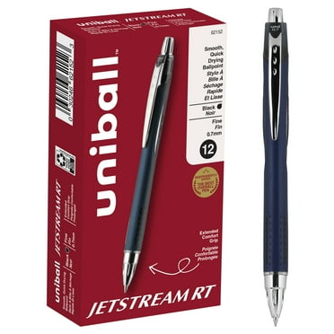 Uniball Jetstream Retractable Ballpoint Pens, Fine Point (0.7mm), Black Ink, 12 Count