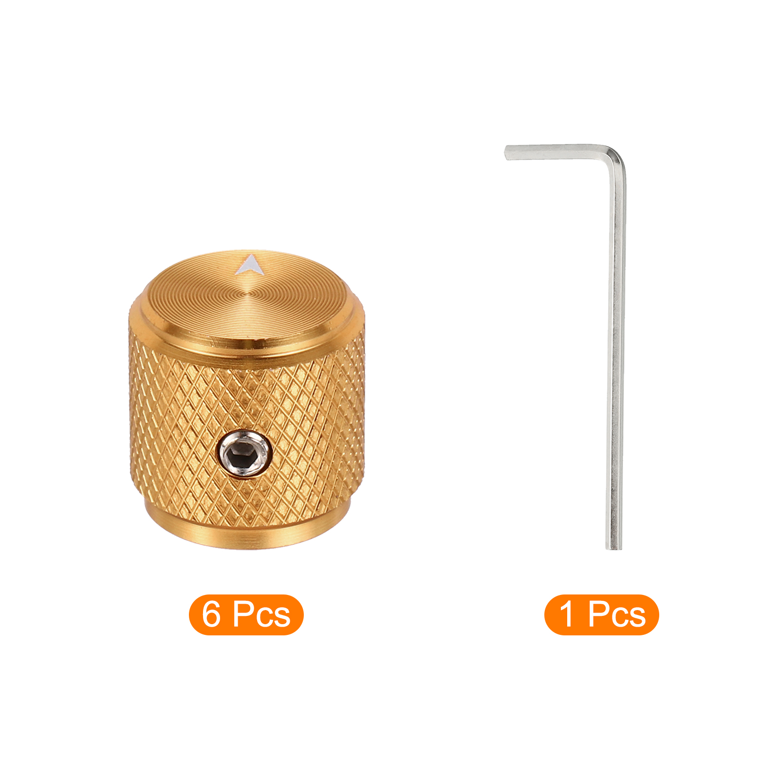Uxcell 6 Pcs Aluminium Potentiometer Knobs, 1/4" (6mm) Universal Volume Tone Control Knobs with Arrow Indicator for Guitar, 1/2" Gold