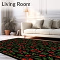 thumbnail image 2 of ODIKA 5'x7' Machine Washable Non-Slip Area Rug, Festive Holly Berry Wreath with Golden Acorns Design High Traffic Rug, Black, 614964, 2 of 7