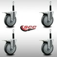 thumbnail image 2 of 5 Inch SS Thermoplastic Rubber Swivel 3/4 Inch Expanding Stem Caster Set Brake, 2 of 2