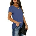 thumbnail image 6 of Women’s Petal Sleeve Tops Fashion Crossover Strappy Loose T-Shirt Summer V-Neck Pullover Tee,Blue,XXL, 6 of 7