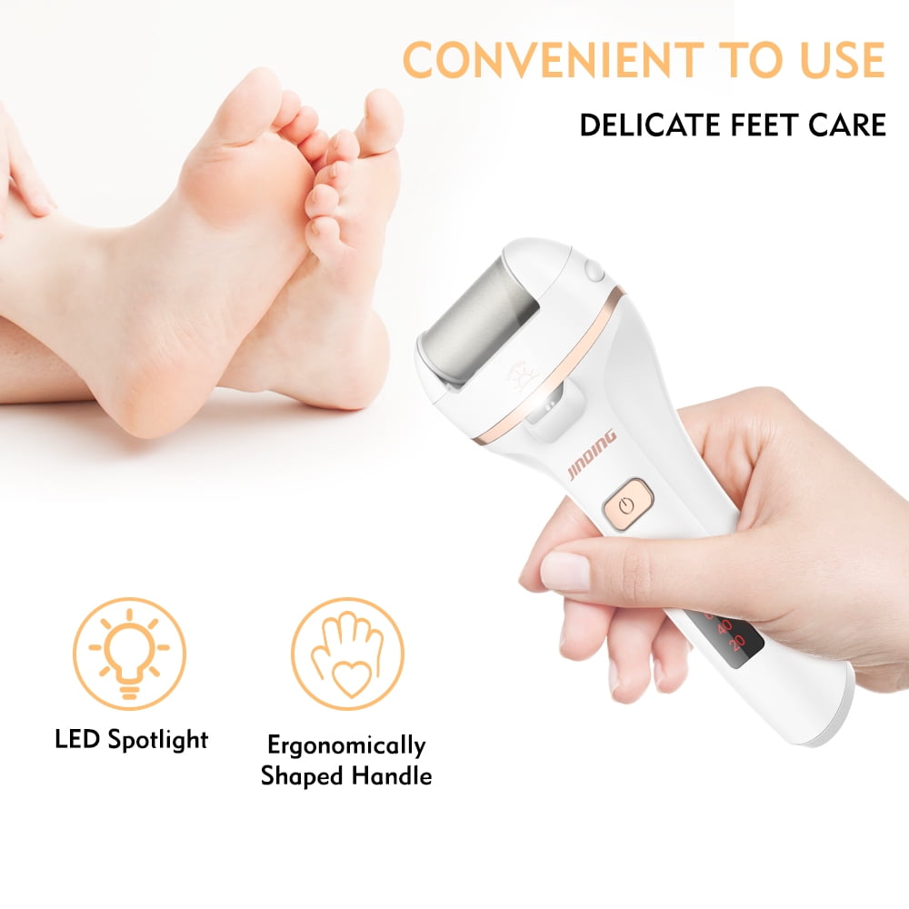 PENGXIANG Callus Remover for Feet, Electric Foot File Rechargeable Pedicure Tools, Professional Callous Remover Kit with 2 Roller Heads, LED Light, 2 Speeds for for Cracked Heels and Dead Skin