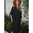 thumbnail image 3 of Bsubseach Button Down Kimono Cardigans for Women Swimwear Cover Ups Long Dress with Pockets, 3 of 8