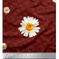 thumbnail image 1 of Soimoi Cotton Poplin Fabric Leaves & Daisy Flower Printed Craft Fabric by the Yard 56 Inch Wide, 1 of 1
