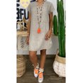 thumbnail image 1 of Nouvelle Robe de Soirée Plus Size Mini V Manches Courtes Élégante Décontractée Robe de Soleil Femmes, 1 of 2
