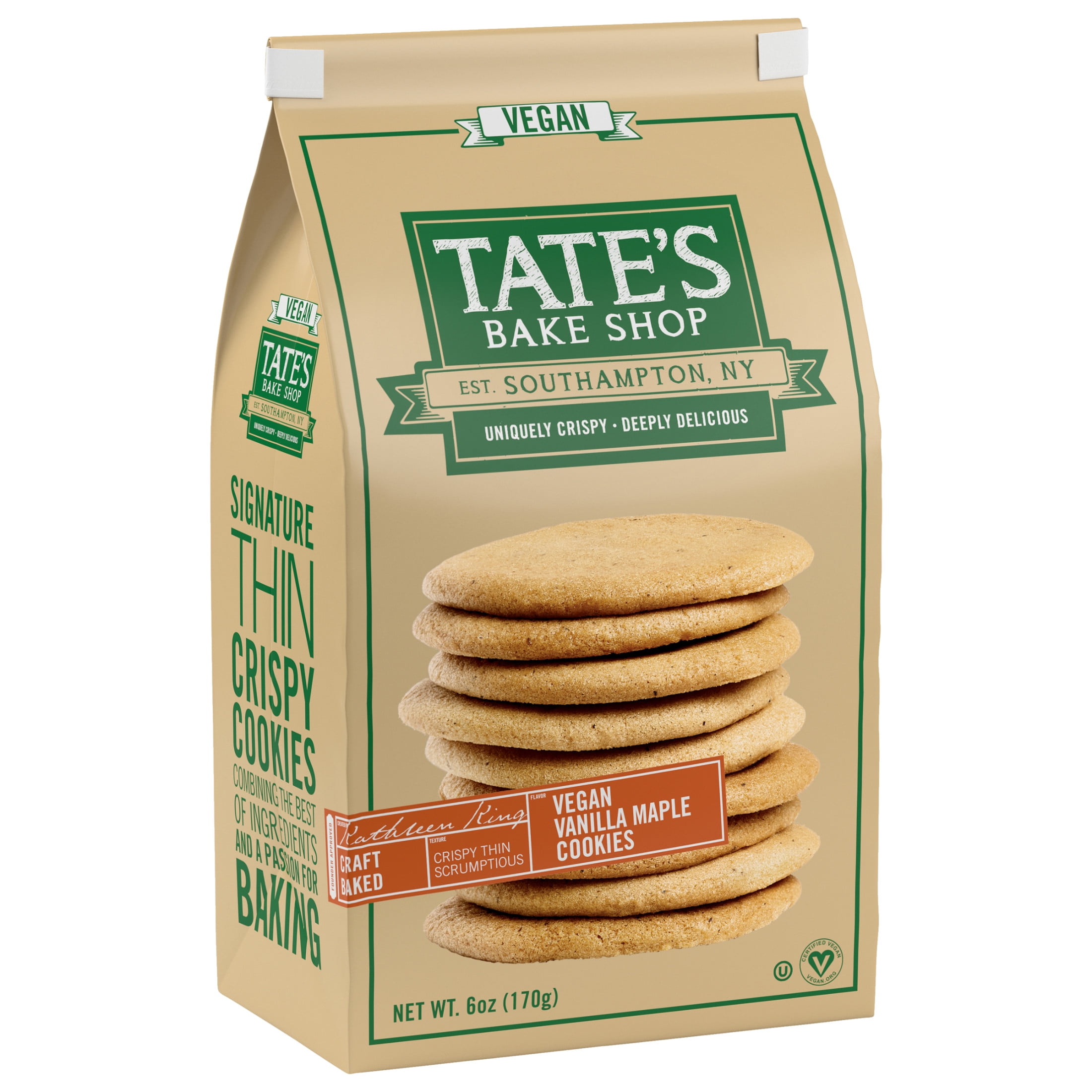 (3 pack) Tate's Bake Shop Vanilla Maple Vegan Cookies, 6 oz