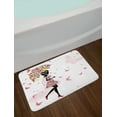 thumbnail image 2 of Girls Bath Mat, Girl with Floral Umbrella and Dress Walking with Butterflies Inspirational Art Print, Non-Slip Plush Mat Bathroom Kitchen Laundry Room Decor, 29.5 X 17.5 Inches, Pink Black, Ambesonne, 2 of 2