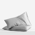 thumbnail image 2 of LINENWALAS 100% Organic Bamboo Pillow Cases Pack of 2- Silk Pillowcases for Hair and Skin, Soft, Breathable, Cooling Pillowcases for Queen Size Pillow (Silver, Queen), 2 of 7