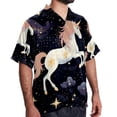 thumbnail image 2 of Starry Unicorn Men's Short Sleeve Button Down Hawaiian Beach Printed Casual Shirts, 2 of 6