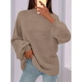 thumbnail image 5 of Women'S Fall Oversized Sweaters Chunky Knit Mock Neck Long Sleeve Casual Pullover Winter Clothes Camel Color S, 5 of 7