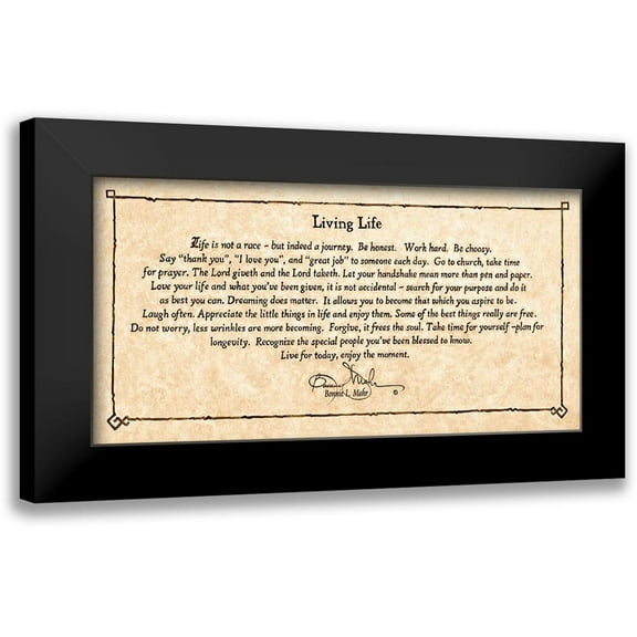 Mohr, Bonnie 14x9 Black Modern Framed Museum Art Print Titled - Living Life - Words Only