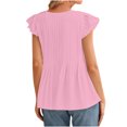 thumbnail image 3 of EINCcm Women Summer Casual TShirt Resort Outfits Ruffle Cap Sleeve Crew Neck Front Bow Tie Tops Loose Flowy Beach Blouse Shirts, 3 of 6