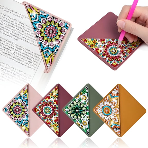 ACDANC 4 Pcs Diamond Painting Bookmarks Kit, DIY Mandala Art Crafts for Adults