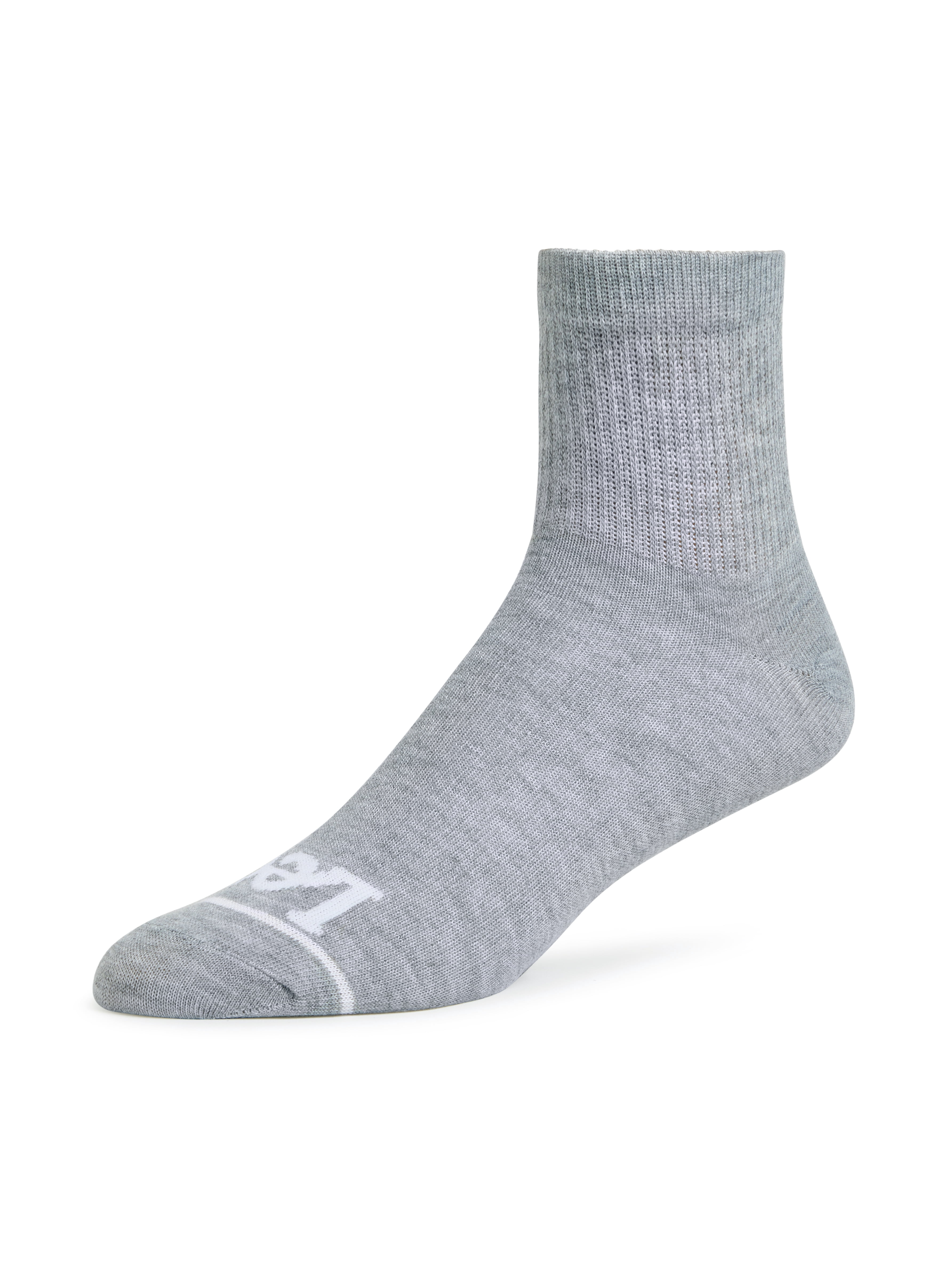 Lee Iconic Originals Quarter Low Cut Socks, 10-13, Heather Grey, 20-Pack