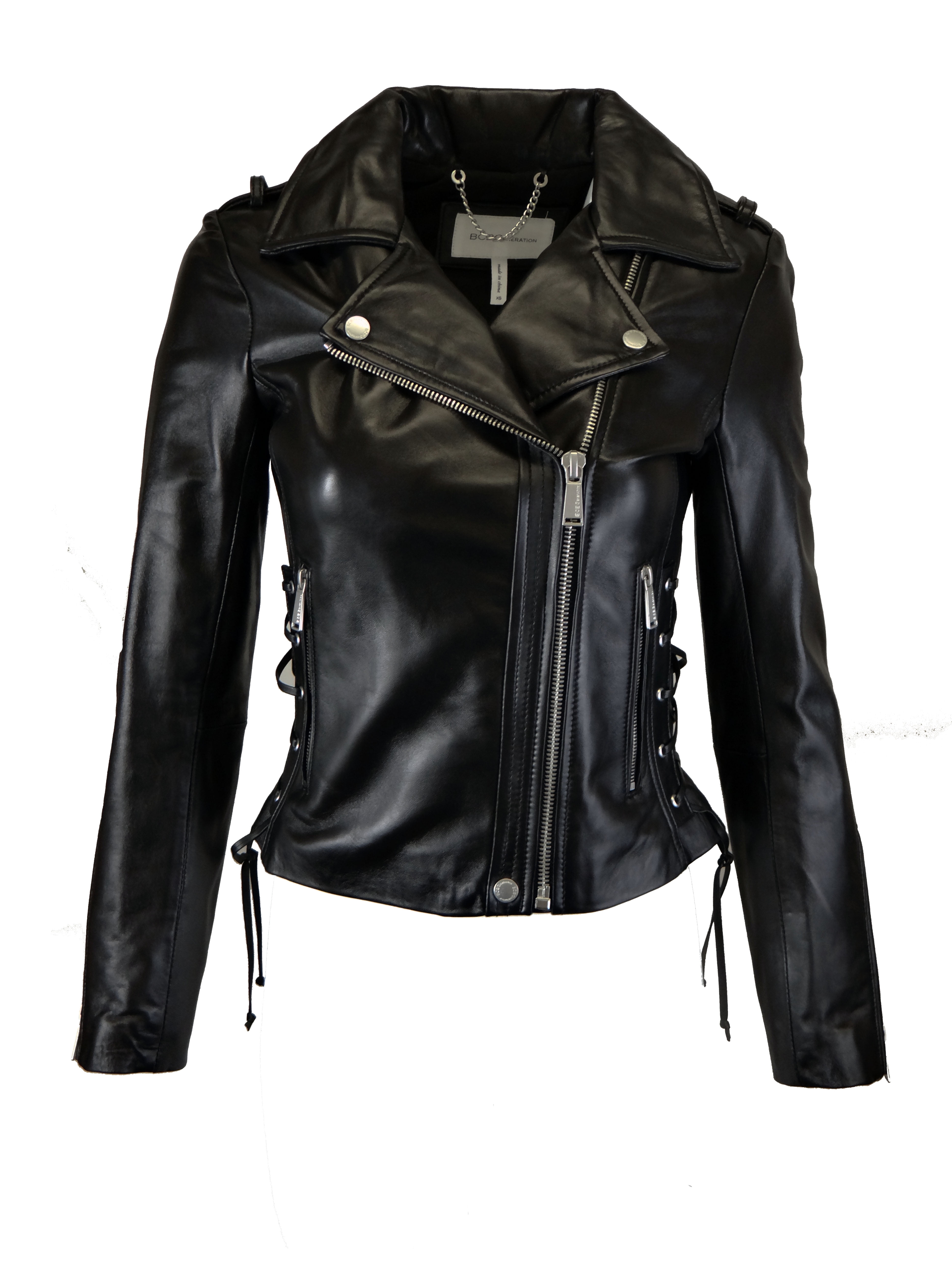 BCBGeneration Motocycle Leather Jacket with Lace-up Sides - Walmart.com