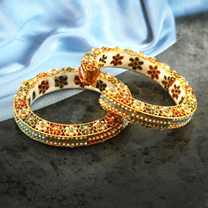 Kajaro Designs Jewels Indian Rajwadi Multicolor Bangle for Women | Traditionals Bangle for Weddings