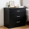 thumbnail image 2 of Ktaxon Black 3 Drawer Dresser Nightstand Modern Wood Chest of Drawers Bedroom Black Finish, 2 of 6