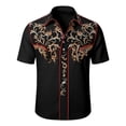 thumbnail image 5 of LIIPEE Western Cowboy Floral Graphic Shirt For Men Short Sleeve Turn Down Collar Button Up Shirts Male Comfortable Breathable Tops,L, 5 of 5