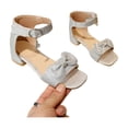 thumbnail image 3 of Bixock Toddler Girls Sandals Summer Hollow Out Breathable With Bow Solid Color Heel Non Soft Sole Slide Toddler Sandals Stylish Shoes, 3 of 6