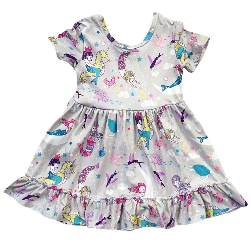 Dreamer P Toddler Girls Lovely Short Sleeve Mermaid Party Birthday