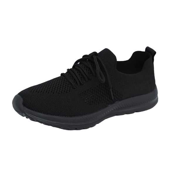 WEAIXIMIUNG Wedge Sneakers for Women All Black Ladies Fashion Solid Color Breathable Mesh Lace Up Flat Bottomed Comfortable Casual Sports Shoes