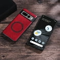 thumbnail image 4 of Allytech for Google Pixel 7a MagSafe Case, Compatible with MagSafe Charging, Premium PU Leather Back TPU Edges Drop Proof Scratch Resistant Thin Lightweight Protective Case Cover for Google 7a, Red, 4 of 11