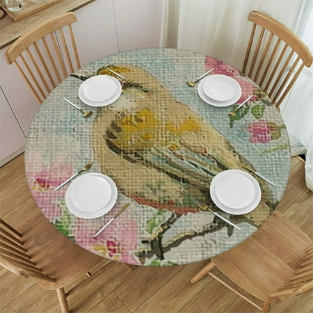 

SHERONV Floral Round Tablecloth Stain-Resistant Washable 60 Inch 38 -42