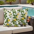 thumbnail image 4 of Lemon Fruit Outdoor Waterproof Pillow Covers, Spring White Flowers Green Leaves Decorative Square Throw Pillowcase Sofa Cushion Sham for Patio/Couch/Chair, 18"x18" 2 Pack, 4 of 8