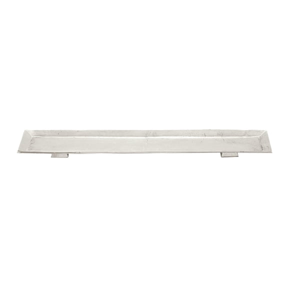 DecMode 34" x 6" Silver Aluminum Metal Slim Rectangular Tray with Feet, 1-Piece