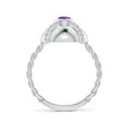 thumbnail image 2 of ANGARA Natural Amethyst Aquarius Criss-Cross Domed Ring with Diamonds in 14K White Gold for Women (Size-4mm) | February Birthstone, Anniversary, Jewelry Gift for Women | Natural Amethyst Ring, 2 of 9