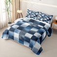 thumbnail image 3 of Homewish Ombre Checkered Twin Quilt Set,Vintage Abstract Art Twin Coverlet Set,Navy Gray,2-Piece, 3 of 7