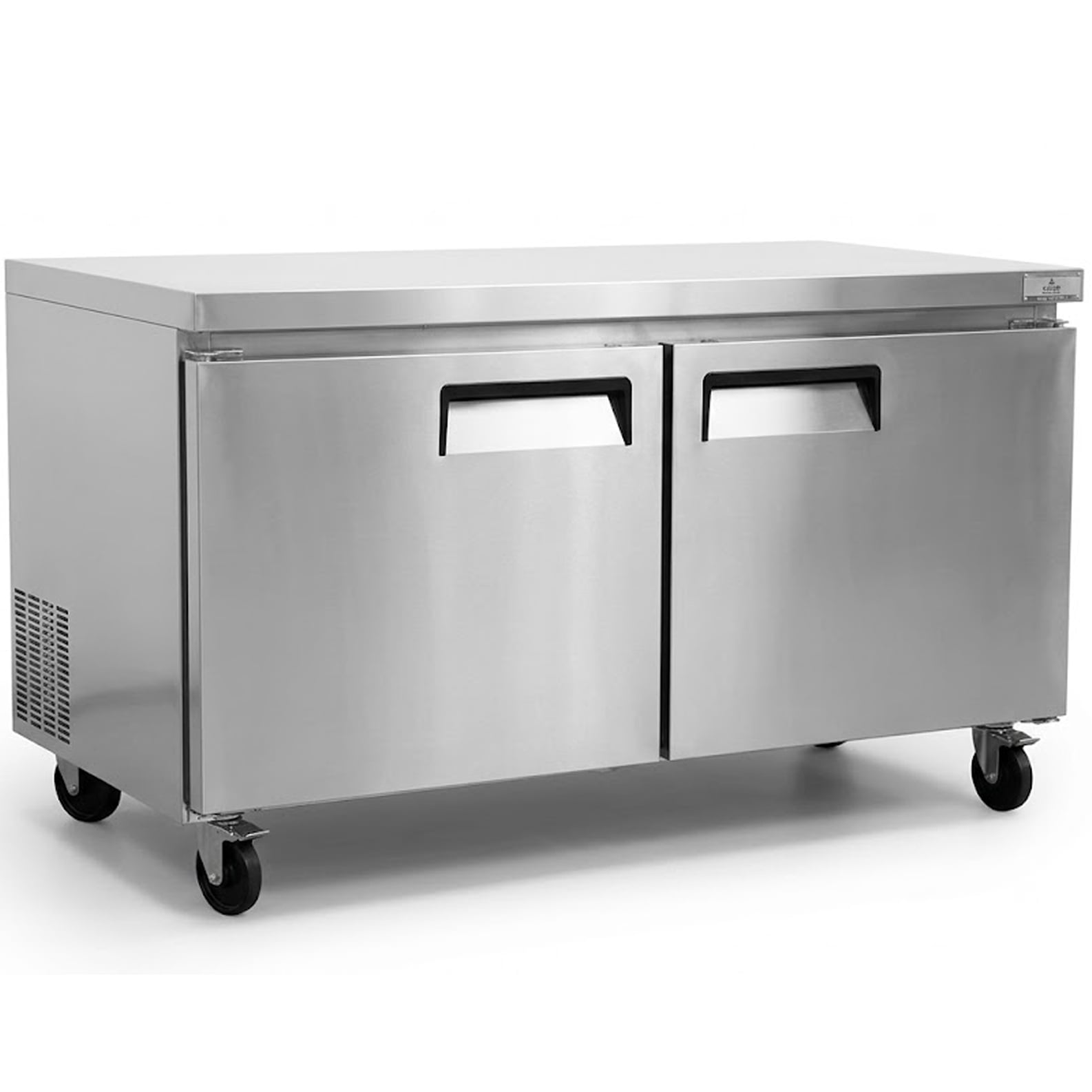 60" Commercial 2-Door Worktop Refrigerator Stainless Steel Undercounter Prep Fridge 17 Cu.Ft. NSF ETL