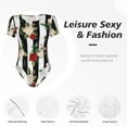 thumbnail image 6 of Naloa Rose Flowers Women's Short-Sleeved Onesie, One-Piece Swimsuit for Parties, dates, clubs - X-Large, 6 of 9