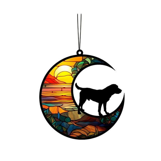 DIY Car Pendant Commemorative Moon Pet Hanging Ornament Colorful Acrylic for Window Decoration