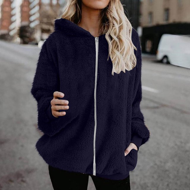 Sudadera con capucha y manga larga para mujer, informal, con cuello en V y cremallera, blusa y sudadera con capucha de manga larga