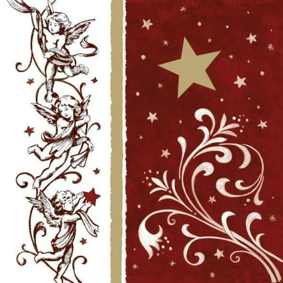 The Ribbon People Pack of 60 Christmas Angels in Burgundy 3-Ply Lunch Napkins 6.5"