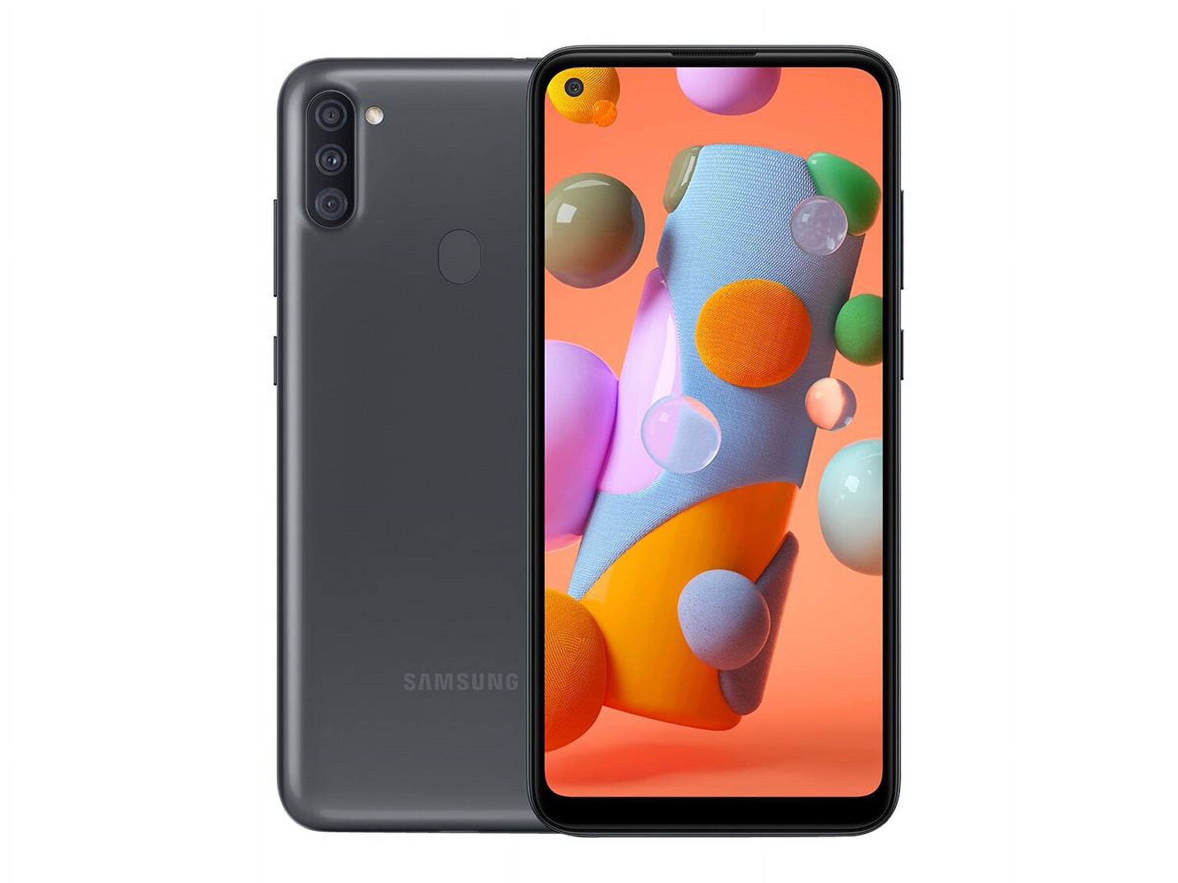 Samsung Galaxy A11 - Smartphone - 4G LTE - 32 GB - microSD slot - 6.4" - 1560 x 720 pixels - PLS TFT - RAM 2 GB (8 MP front camera) - 3x rear cameras - Android - Boost - black - image 2 of 6