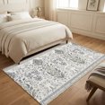 thumbnail image 3 of Area Rugs 4'x6'. Ethnic Floral Carpet Runner Indoor Outdoor Rugs Home Decor Aesthetic, Vintage Grey Country Leaves Symmetrical Non Slip Mats Washable Accent Rug for Living Room Bedroom, 3 of 5