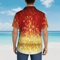 thumbnail image 4 of Kll Men'S Hawaiian Shirt Short Sleeve Button Down Beach Shirts-Red Gold Glitter, 4 of 7
