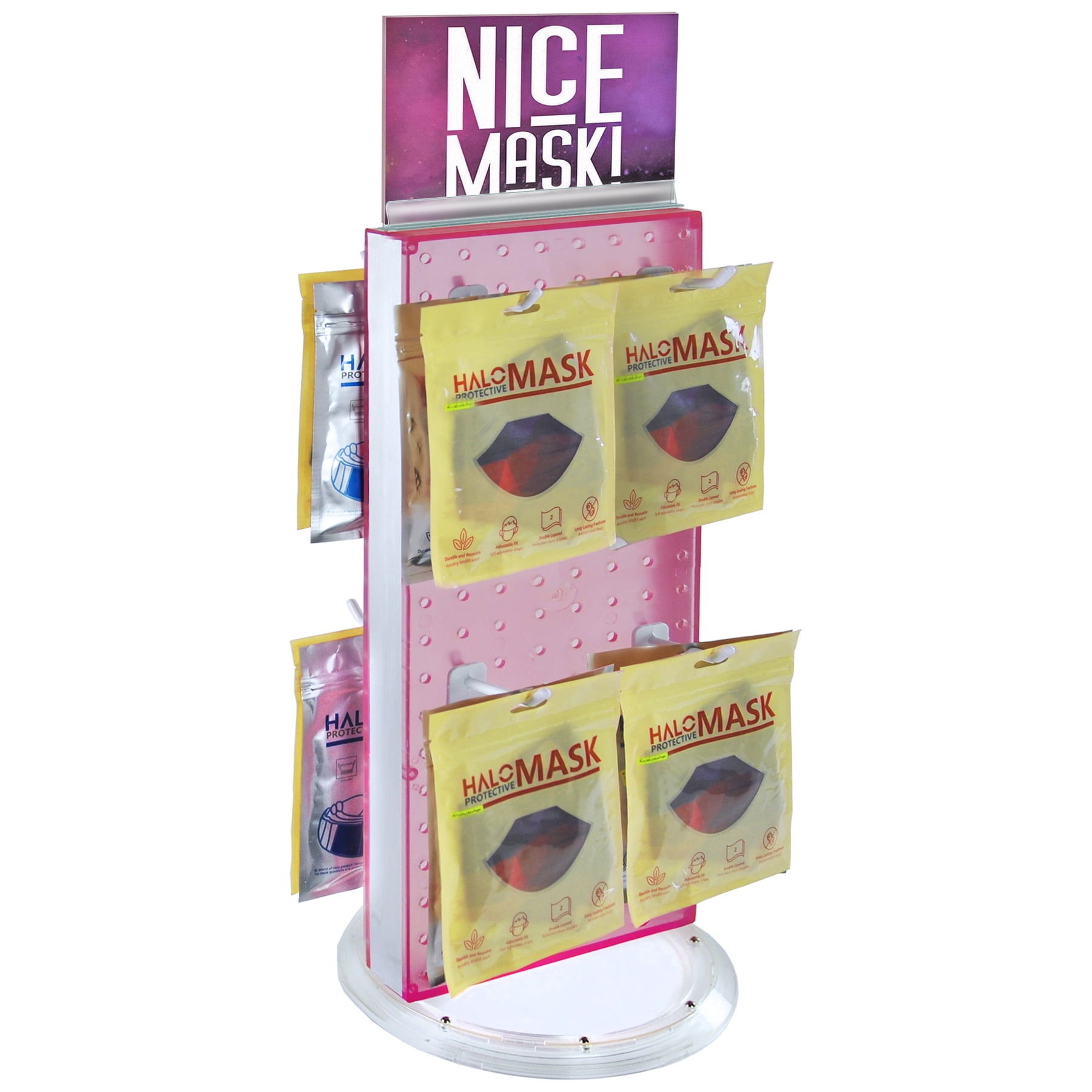 Revolving 8"W x 20.625"H Pegboard Counter Display