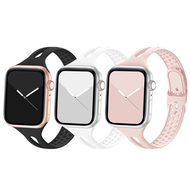 Compatible con Apple Watch Band 38 mm 40 mm, Transpirable Mujeres Estrechas y delgadas iWatch Bands Silicona Sport Band Correa de repuesto Compatible para iWatch Series 6 SE 5 4 3 2 1, 3 Pack oso de fresa Juguete