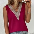 thumbnail image 3 of Bigersell Short Sleeve Tunic Tops for Women Fashion Womens Casual Solid Color V-Neck Tank Tops Sleeveless Lace Stitching Vest Tops Plus Wraps Square Neck Short Sleeve Summer Tops Style B24166, Wine XL, 3 of 7
